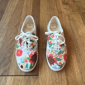 Keds Rifle Co. Garden Party Floral Print‎ Lace Up Canvas Shoe Women Sz 6 Cottage